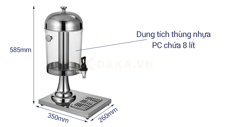 Kích thước bình đựng nước trái cây giá rẻ 8 lít BC2200-1